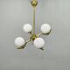 Adjustable Art Deco chandelier in brass with frosted glass, 1930s