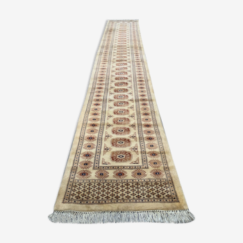 Tapis runner 475x80 cm en laine Bokhara tribal fait à la main