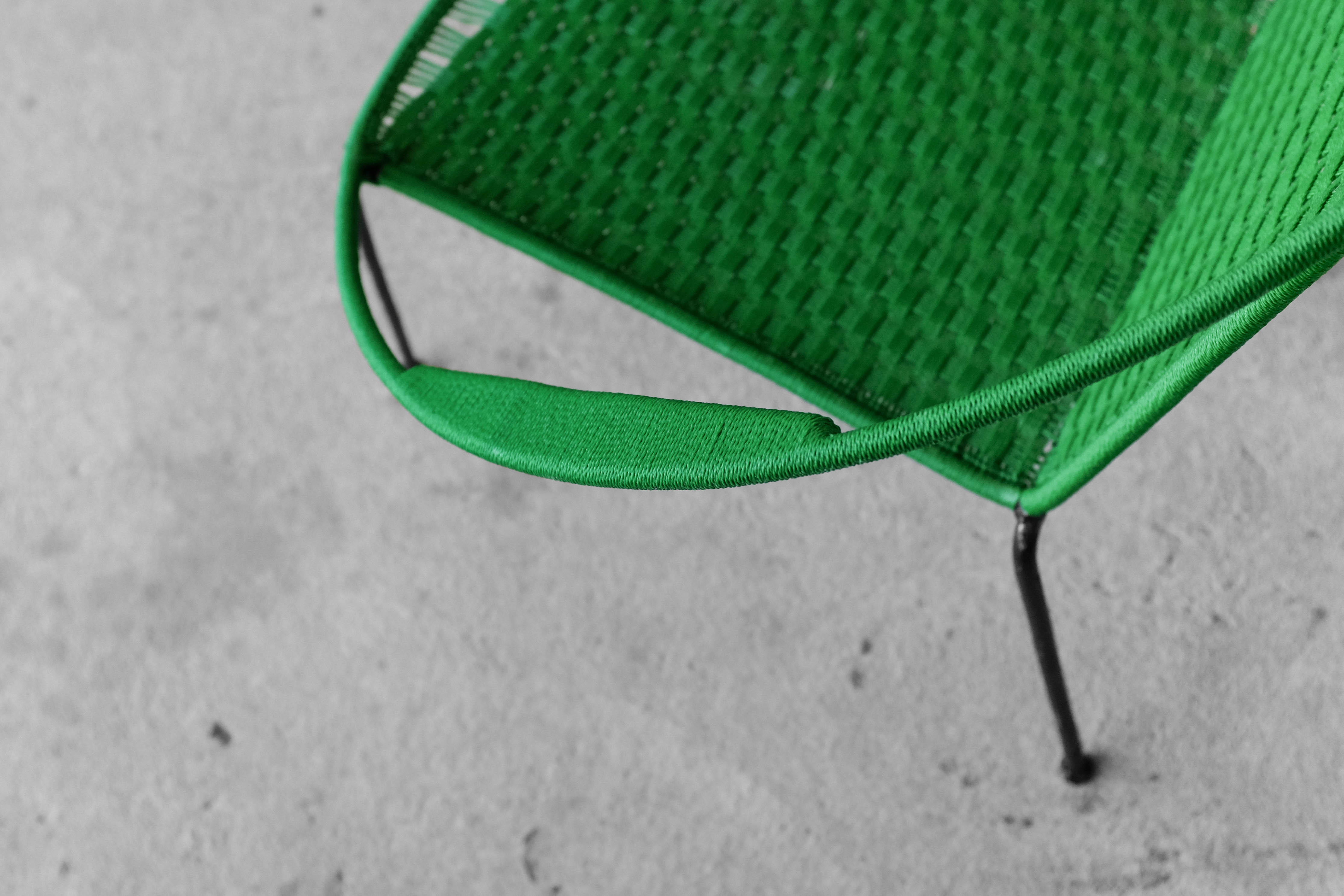 Armchair metal structure and green ropes 1960