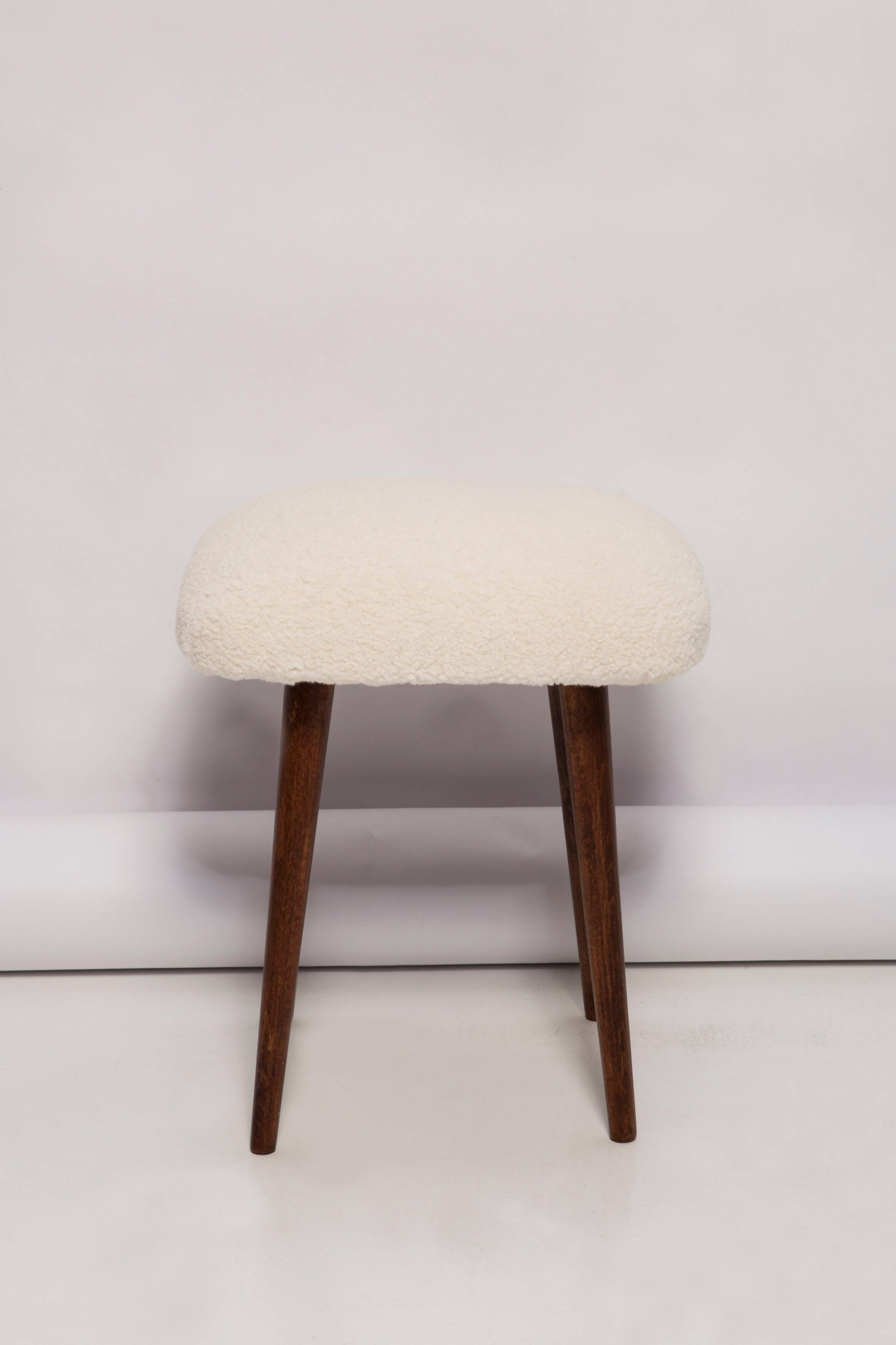 Light Beige Boucle Stool Mid-Century Modern, Europe, 1960s