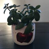 Raku flowerpot with apple decor