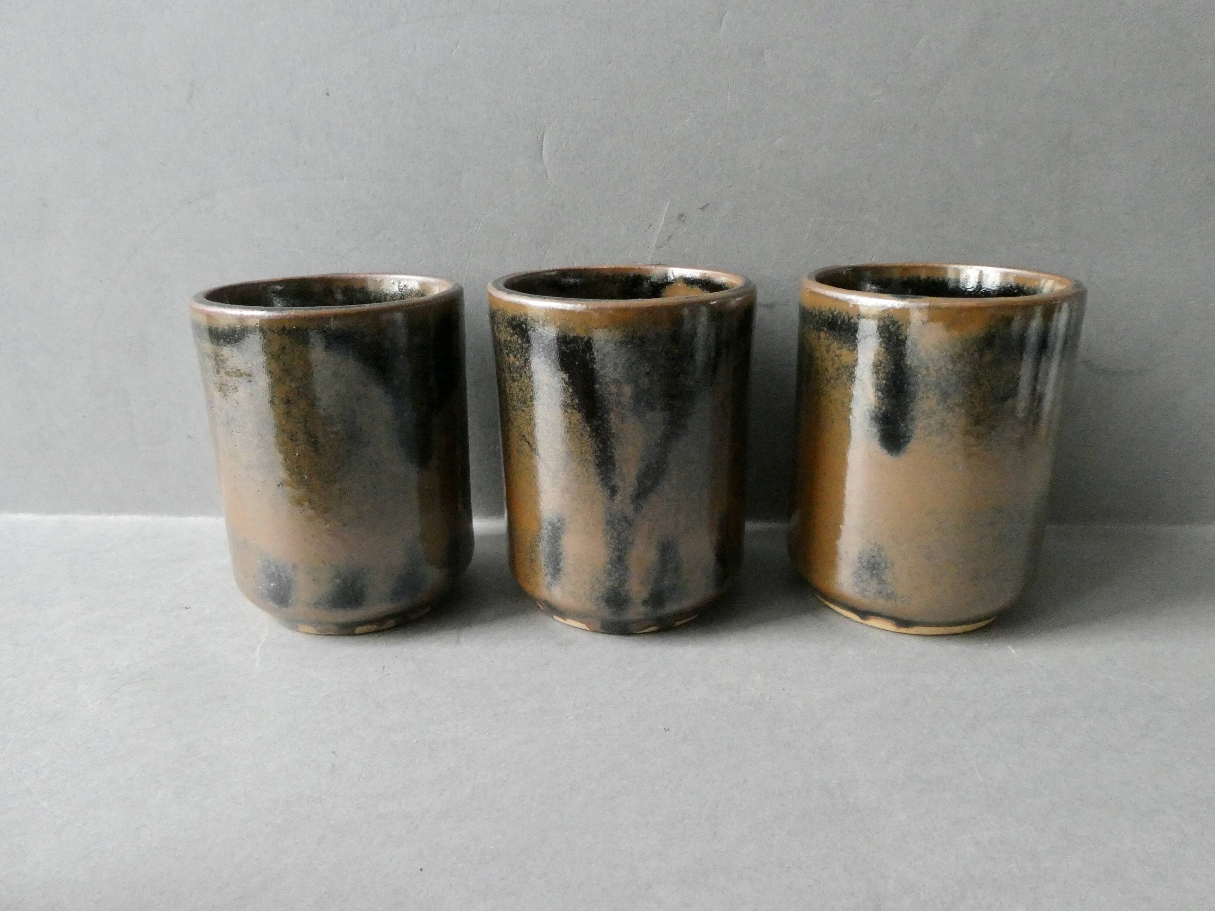 6 enamelled stoneware tumbler glasses
