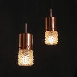 Copper and bubble glass pendant light by veb narva leuchten, germany, year