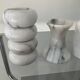 Series of 6 vintage candle holders in white marble 70s