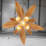 Coconut palm chandelier in rattan