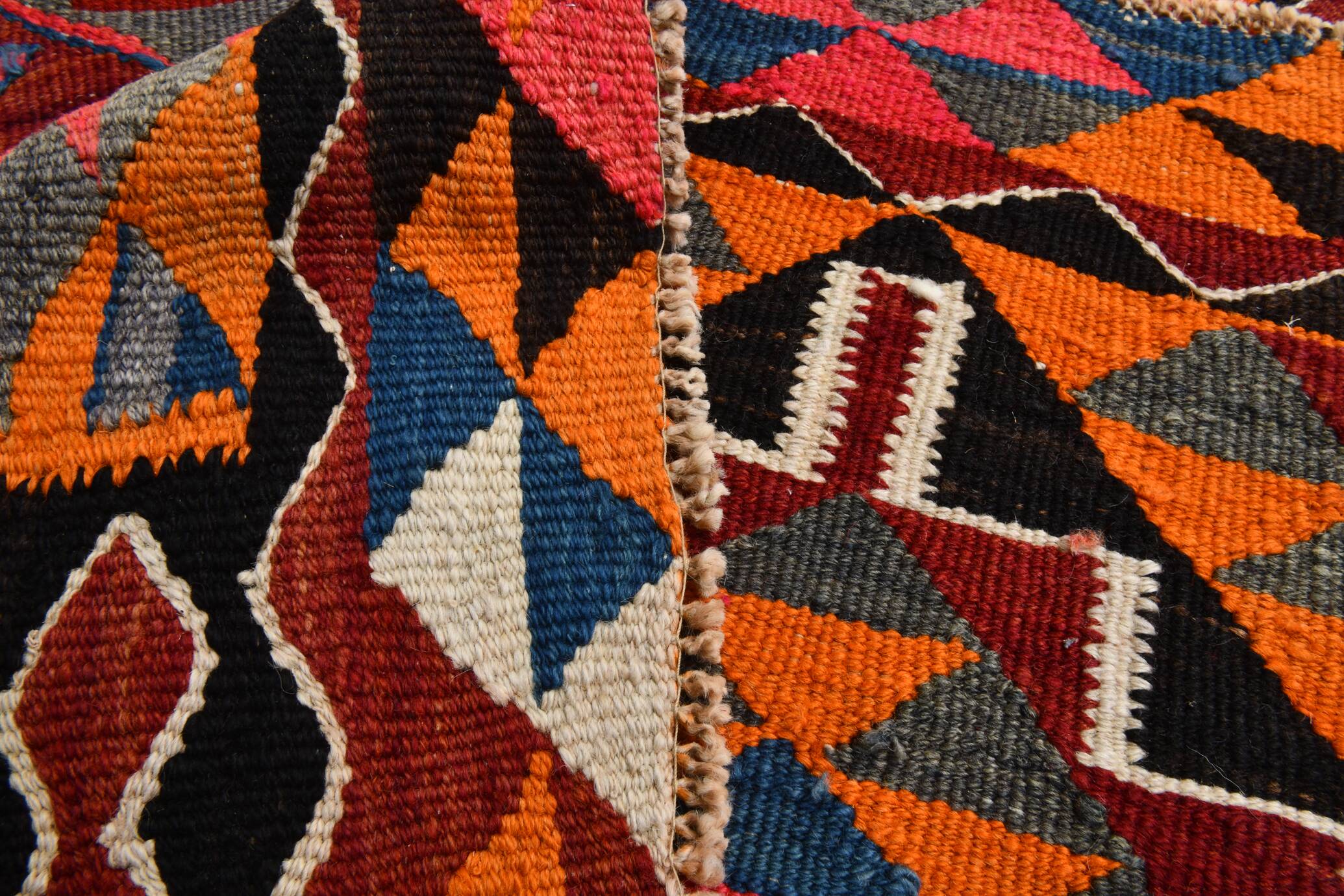 Red & Orange Oriental Kilim Runner Rug, 105x340Cm