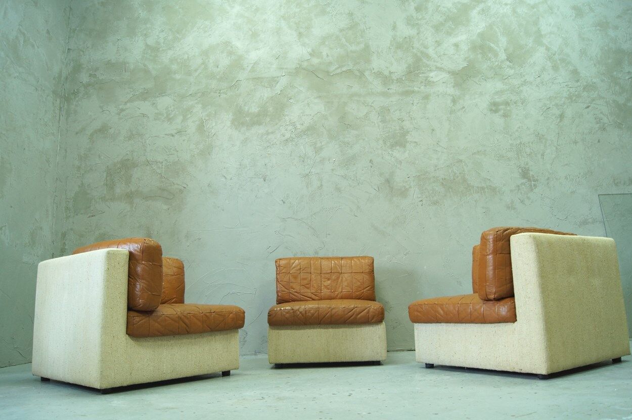 Canapé modulaire en cuir patchwork italien années 1970