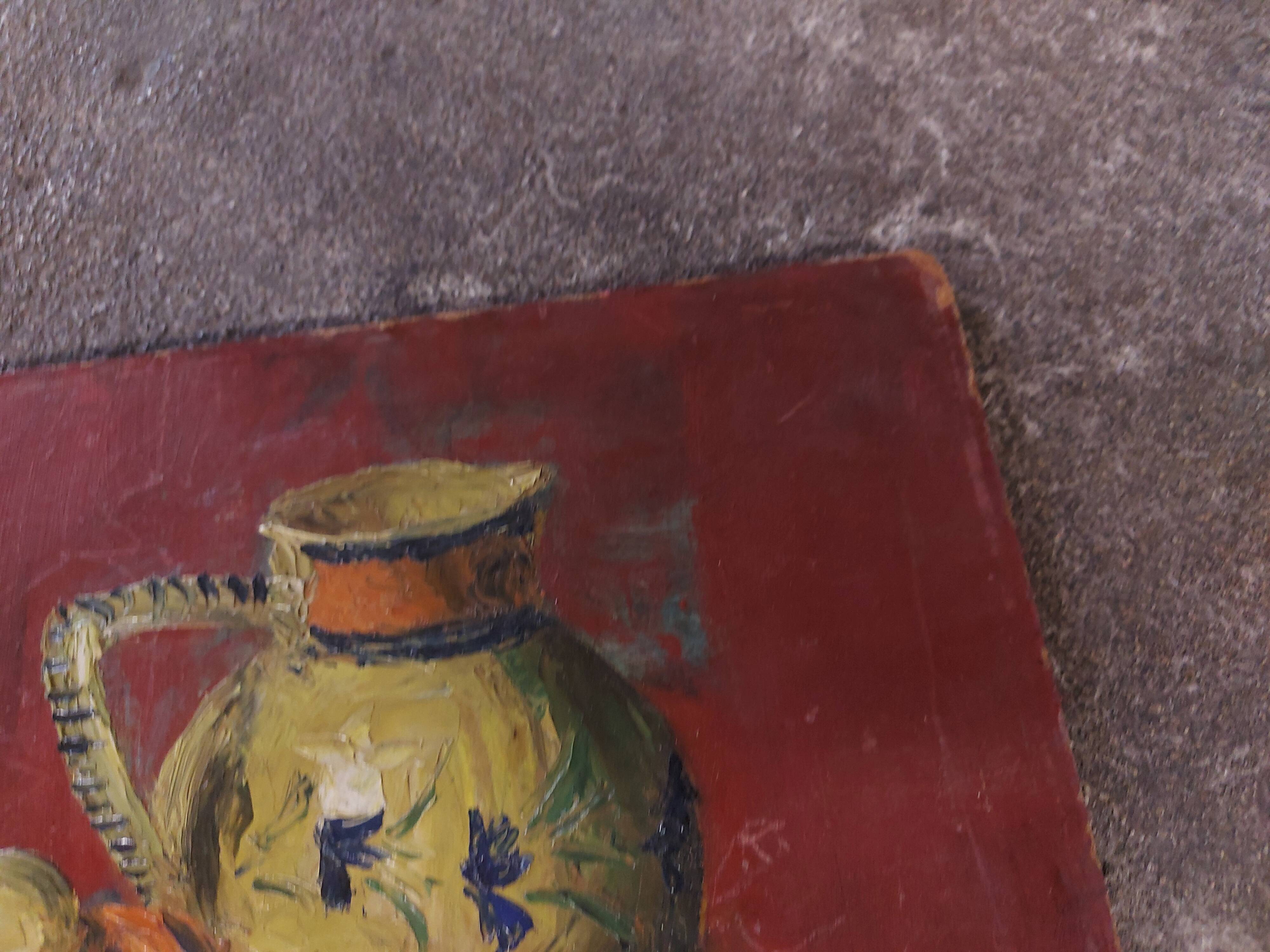 Painting, oil on panel, still life