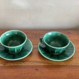 Duo of green ceramic cups