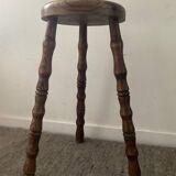 Vintage turned wooden traipod stool