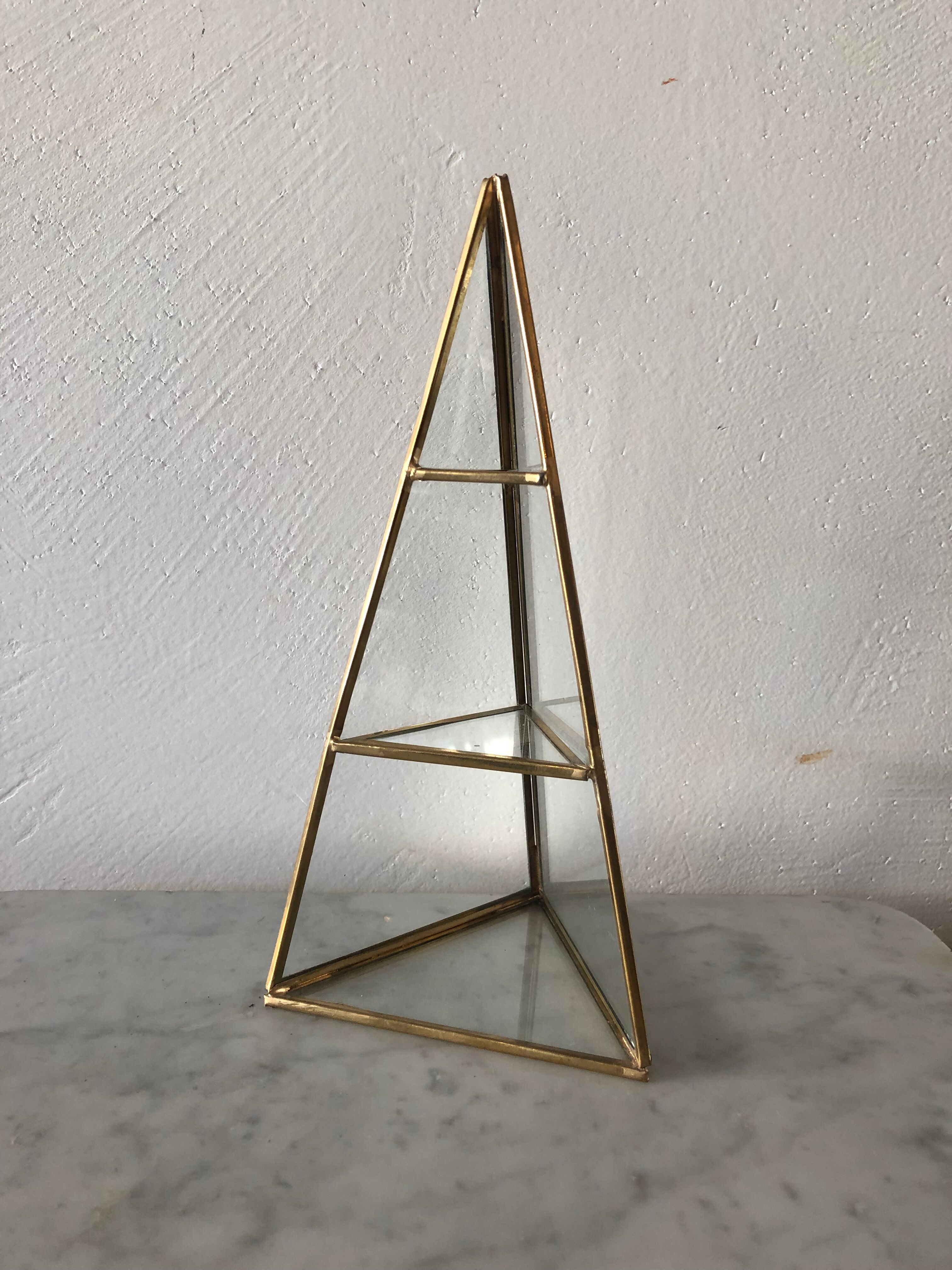Vintage glass and brass showcase