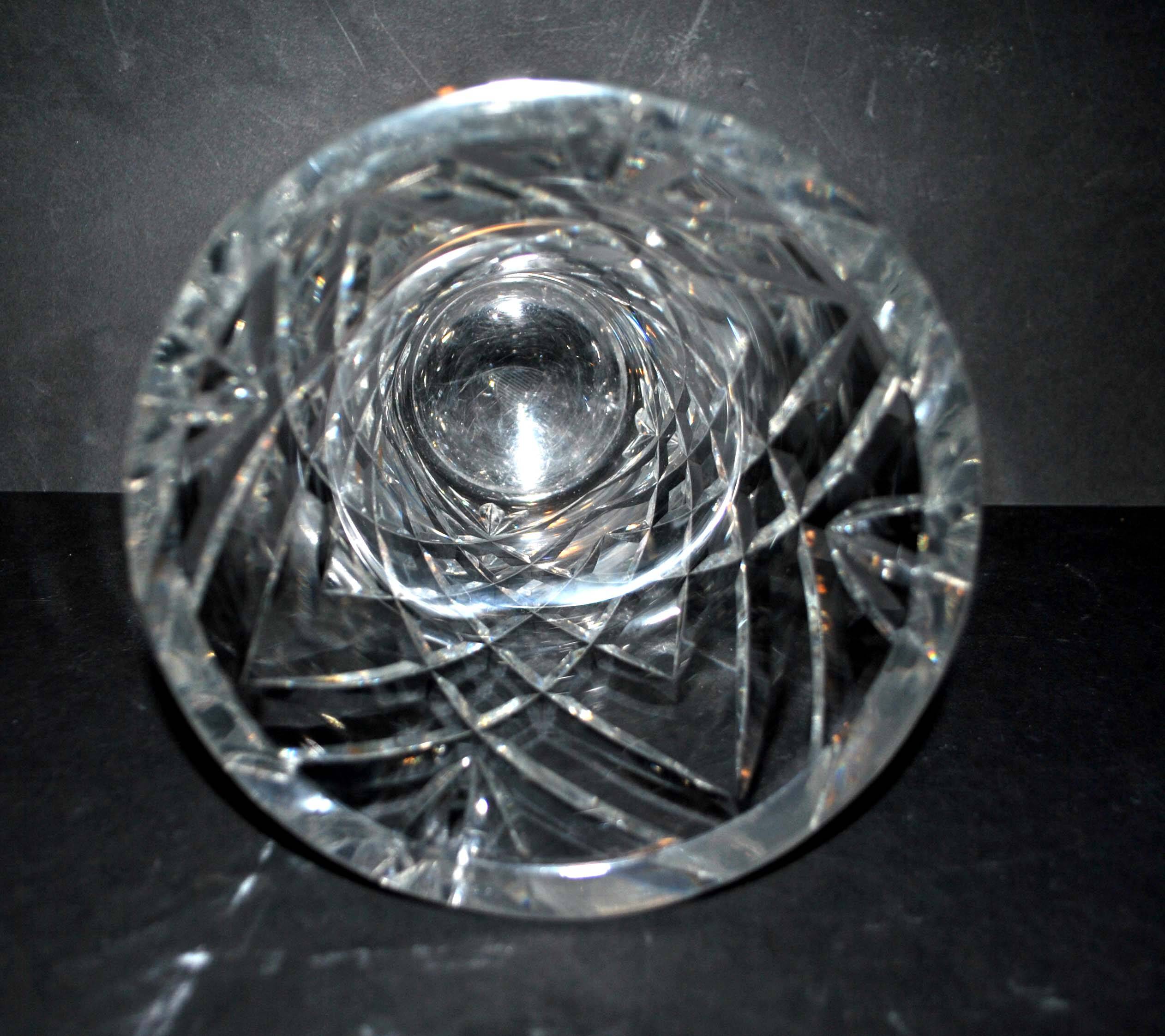 Vintage flared vase in cut crystal signed crystalworks crisgar 1950-1960