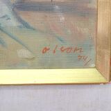 Ove Olson ( 1903-1975 ), Swedish Modern Painting, 1974, Oil on Canvas, Framed.