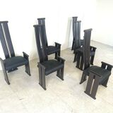 Post modern high back dining chairs, set of 6, 1970s