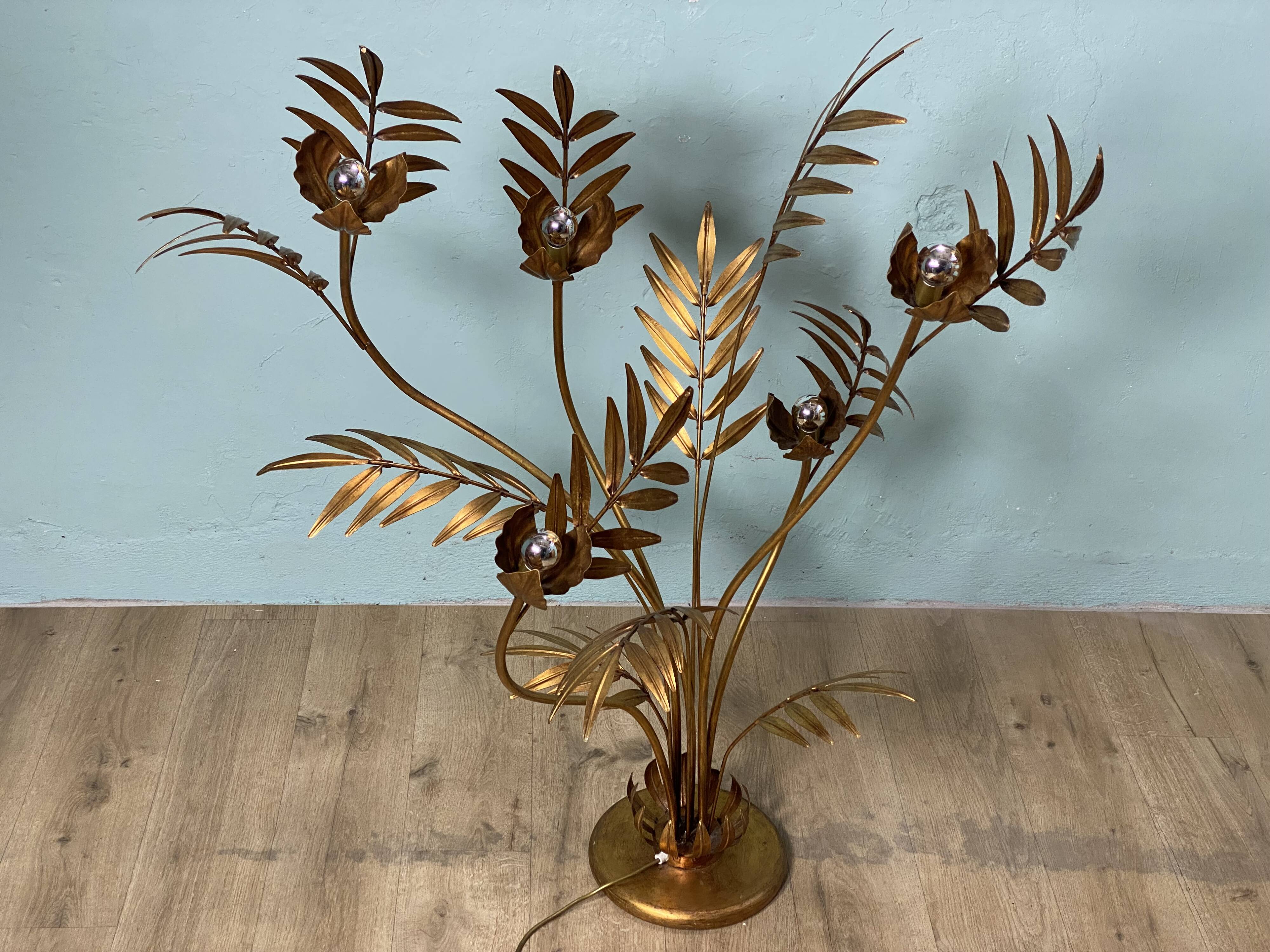 Hans Kogl Jansen style flower floor lamp, vintage 70s