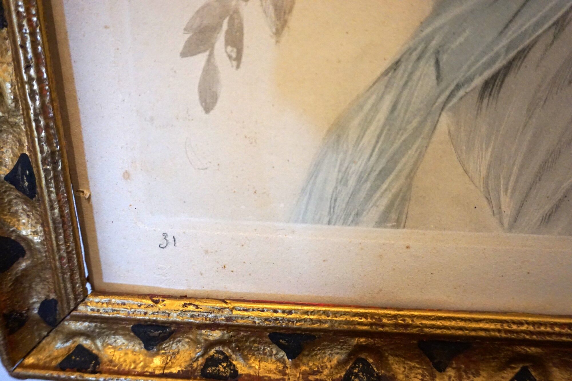 Maurice Milliere, La cueillette, etching colors framed art deco