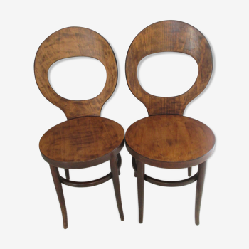 Paire de chaises  bistrot baumann mouette 1970