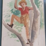 Jean Burkhalter - Portraits of Children gouache on paper - 1940 - direct workshop