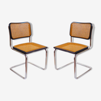 Pair of cesca B32 black Marcel Breuer chairs
