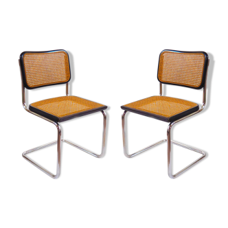 Pair of cesca B32 black Marcel Breuer chairs