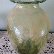 Large heart-shaped vase - glass & resin ribbed applications