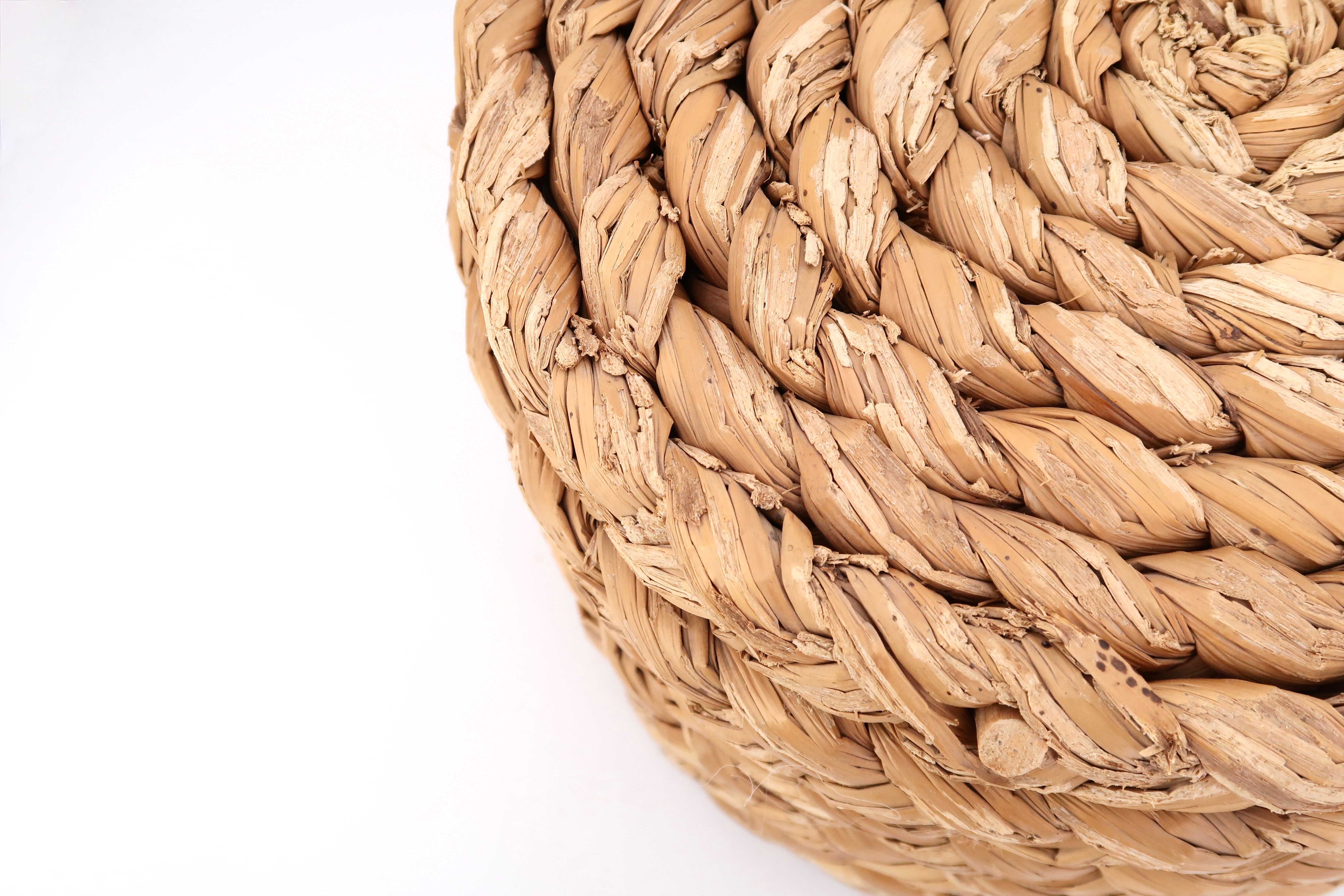 Cylindrical stool in woven fiber, 1970s