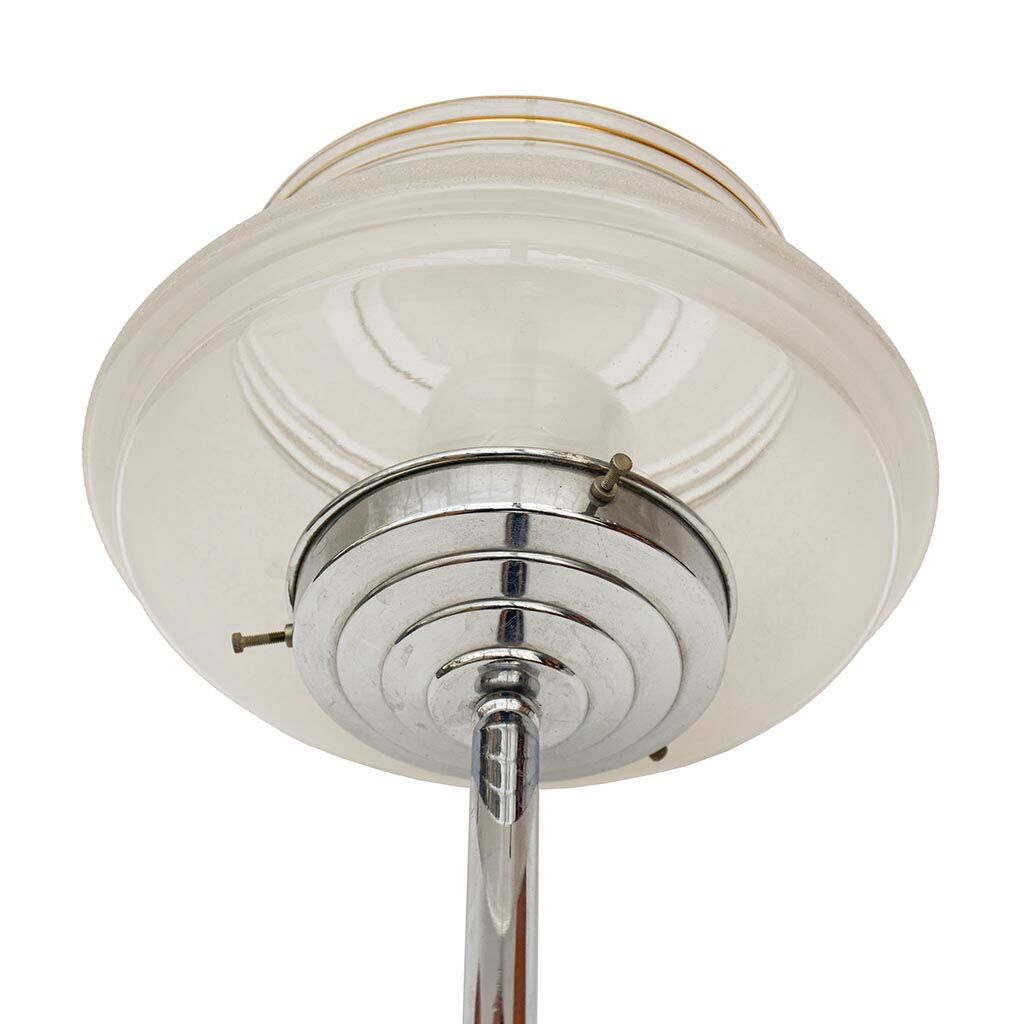 Hanging lamp round ball in vintage art deco gold frosted glass