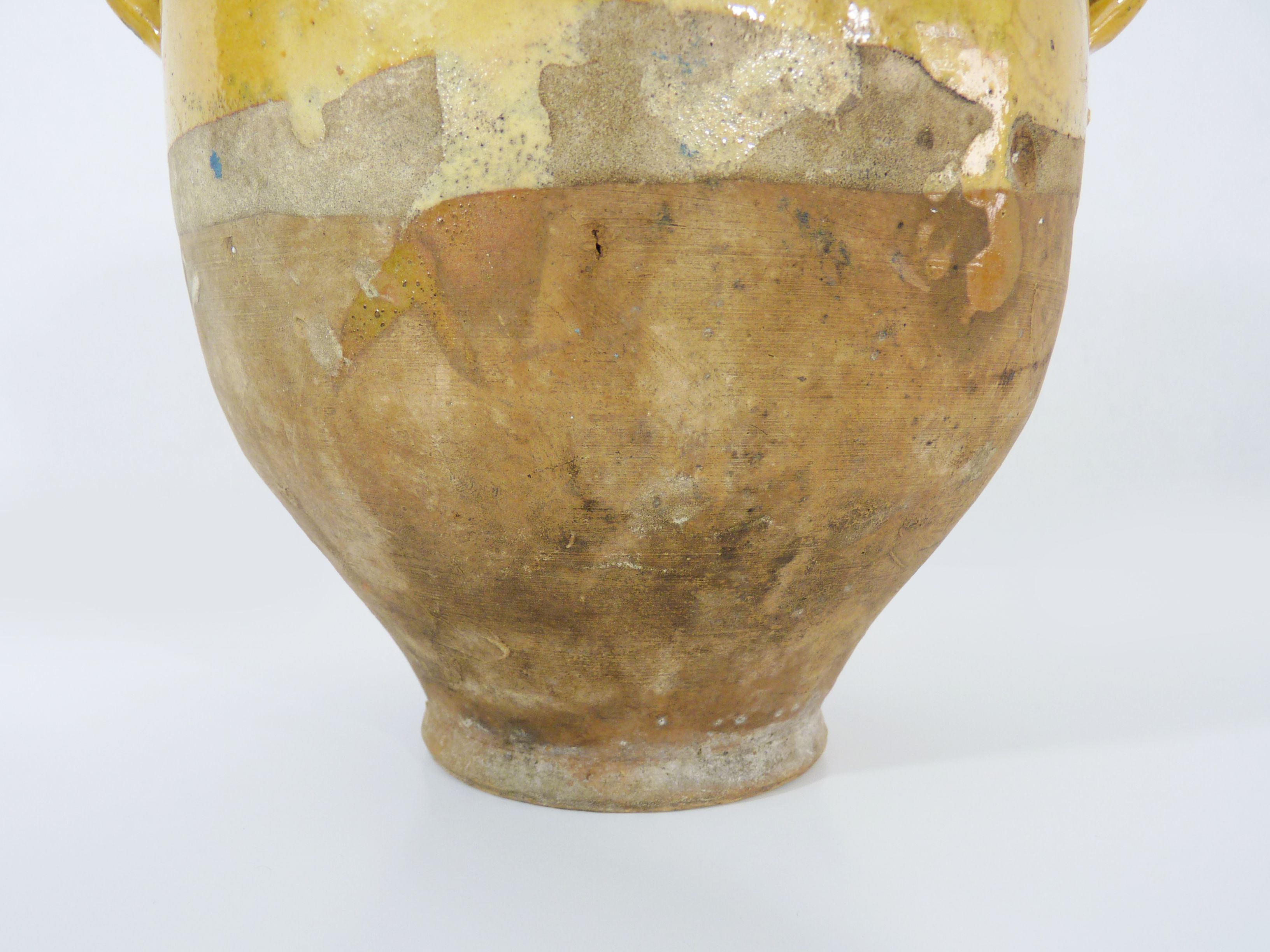 Glazed yellow confit pot, south west of France. Pyrenees XIXth