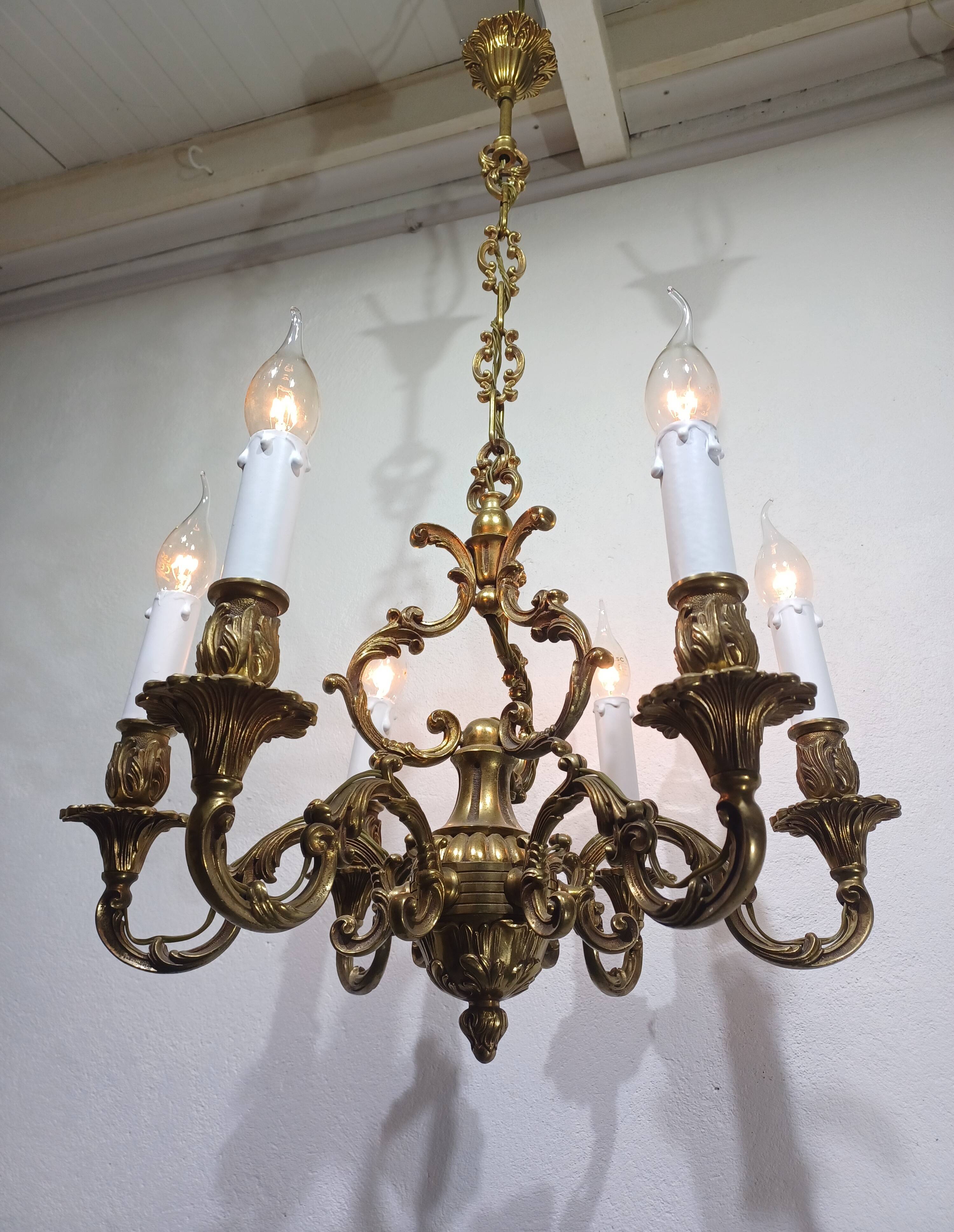 Lustre 6 lumières en bronze