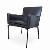 2 x Manet Minotti arm chairs 1990s / dark brown leather / chrome height 83