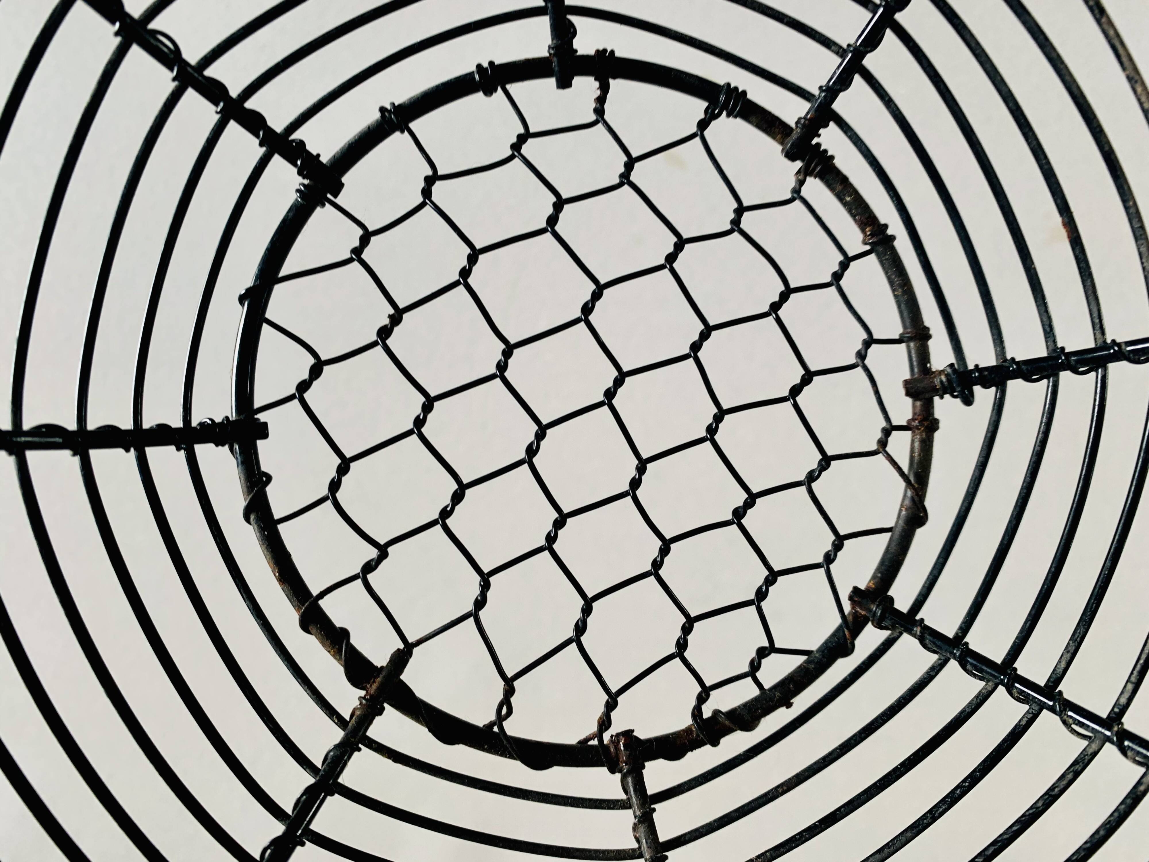 Vintage black metal egg basket