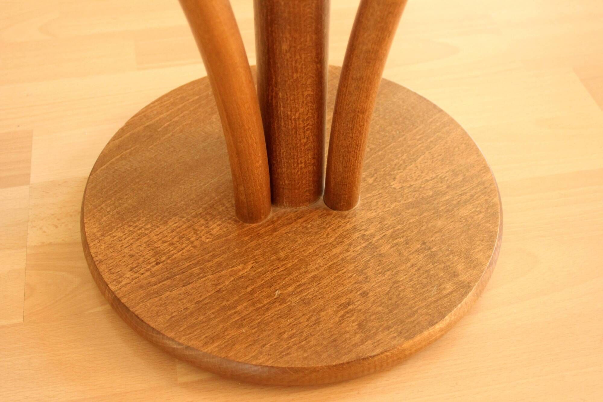 Solid oak wood plant stand, vintage from the 1950s, rare collectors item