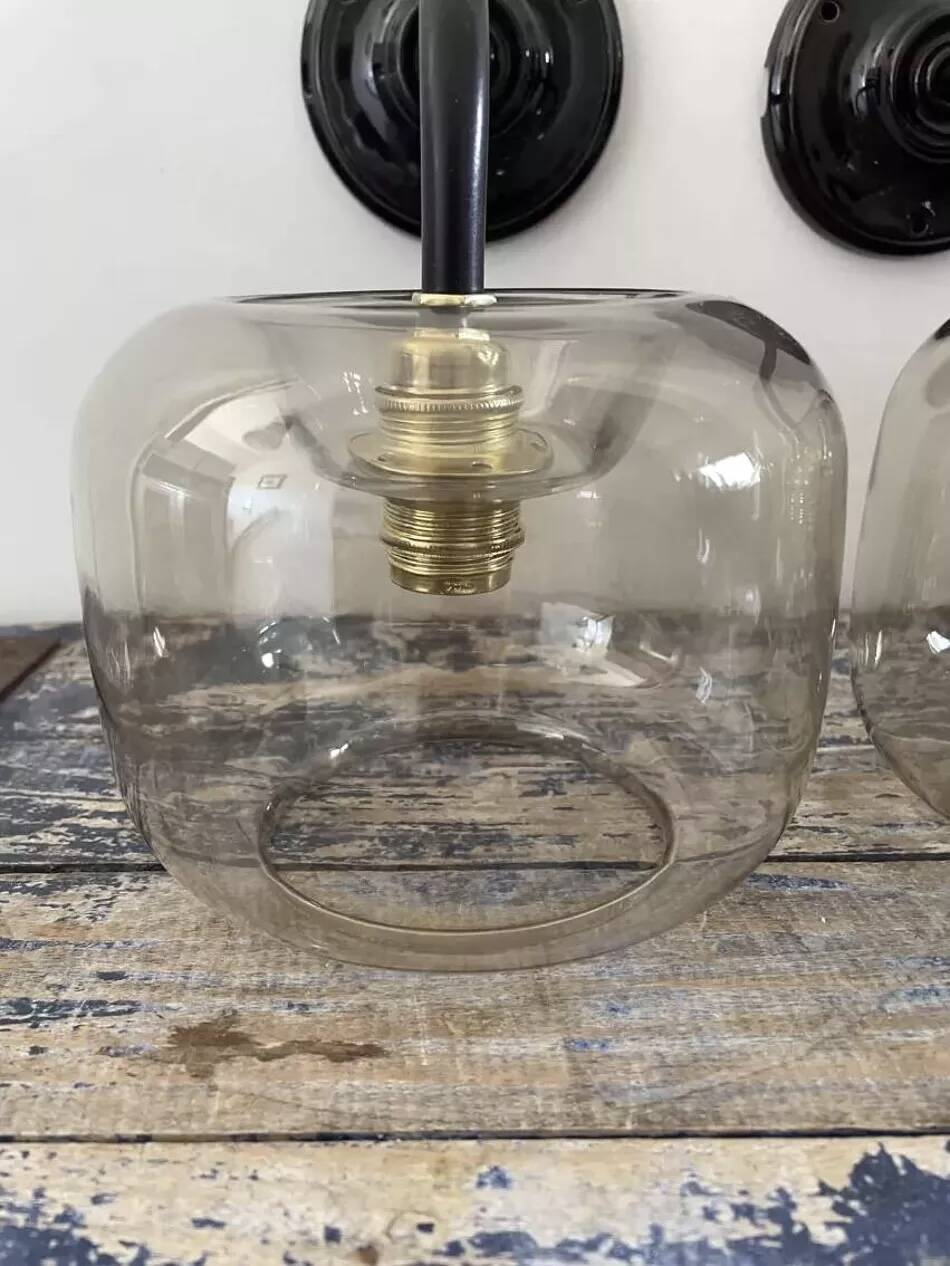 Pair of smoked glass wall sconces
