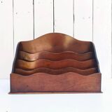 Varnished wooden letter holder vintage office accessory