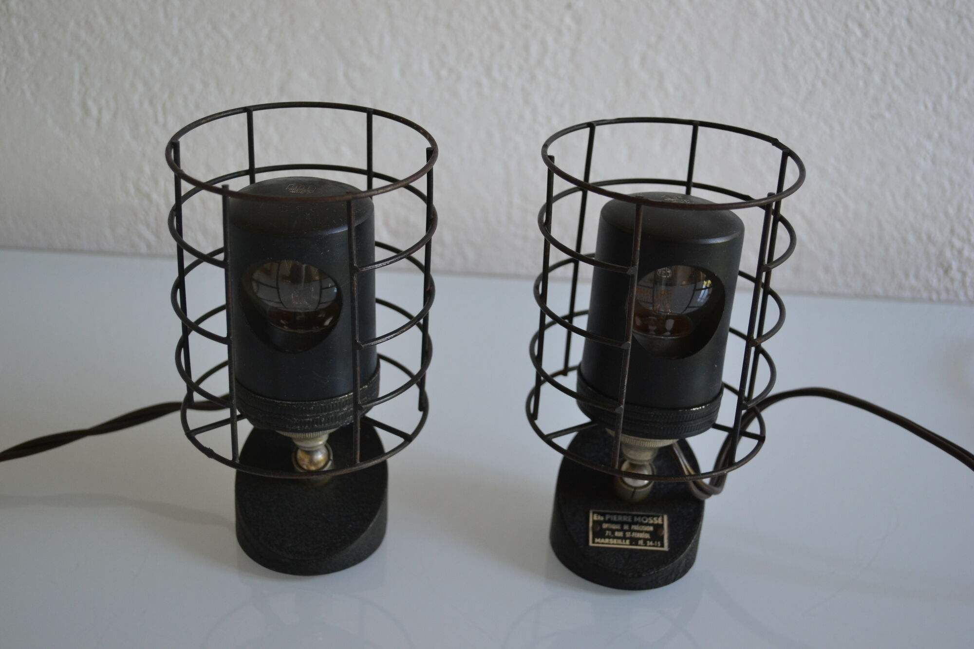 Paire de lampes vintage 50's de laboratoire bbt krauss