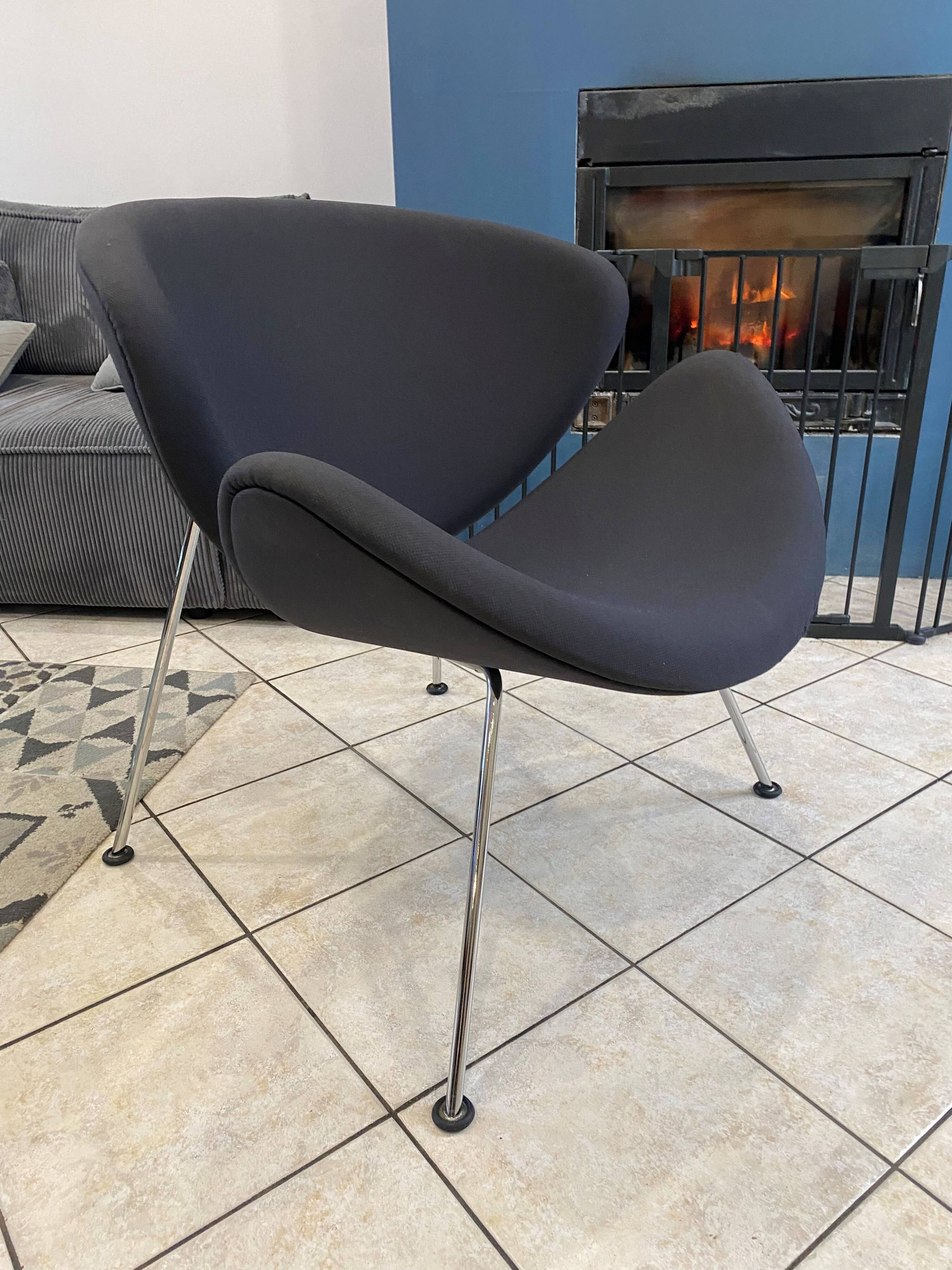 Orange slice armchair 437 by pierre paulin for artifort, grey, 1980.