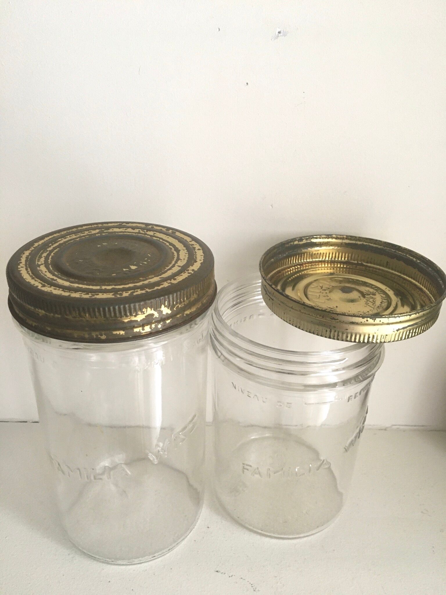 Two Jars Weiss glass and metal lid