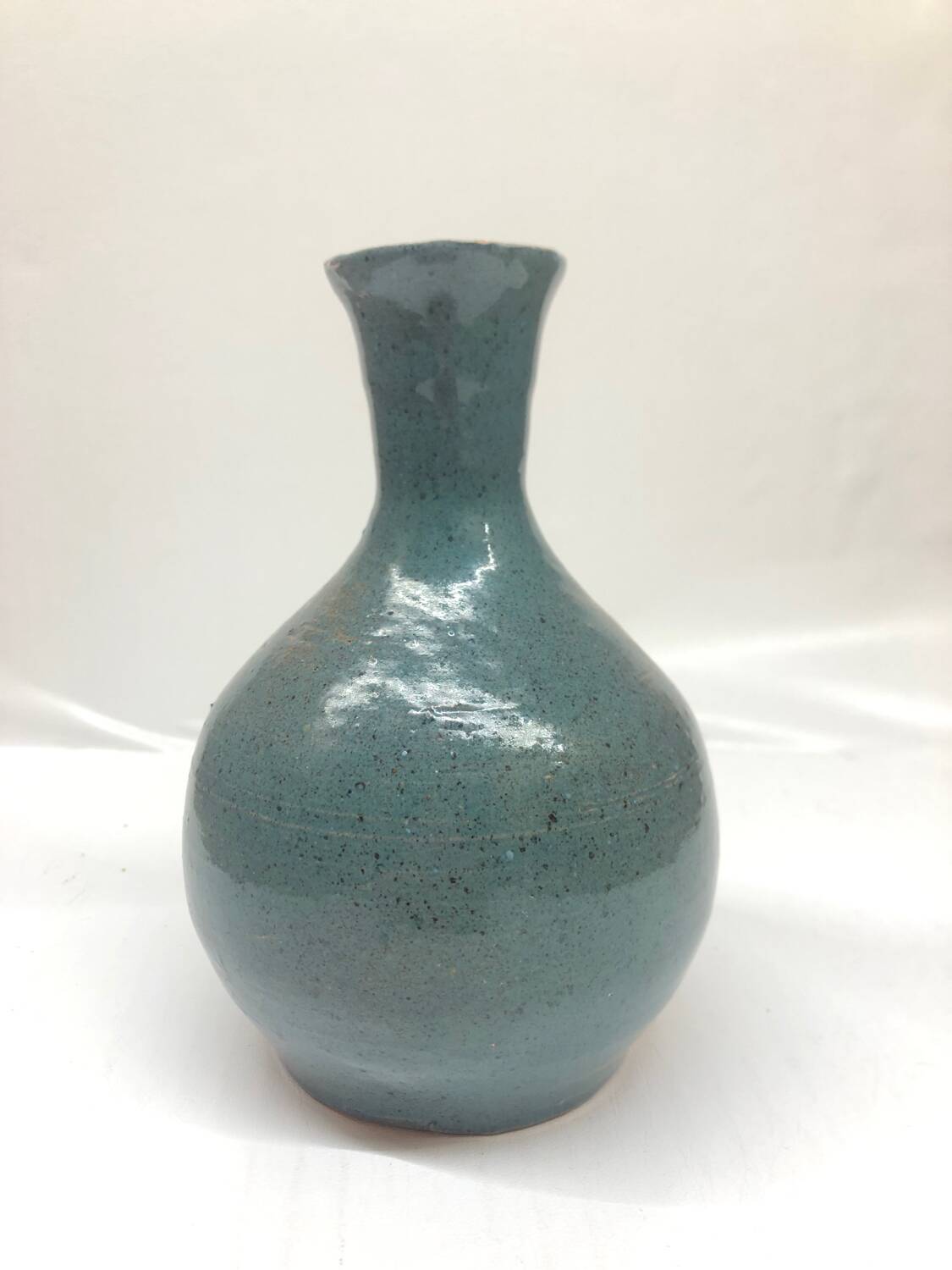 Light blue speckled ceramic vase