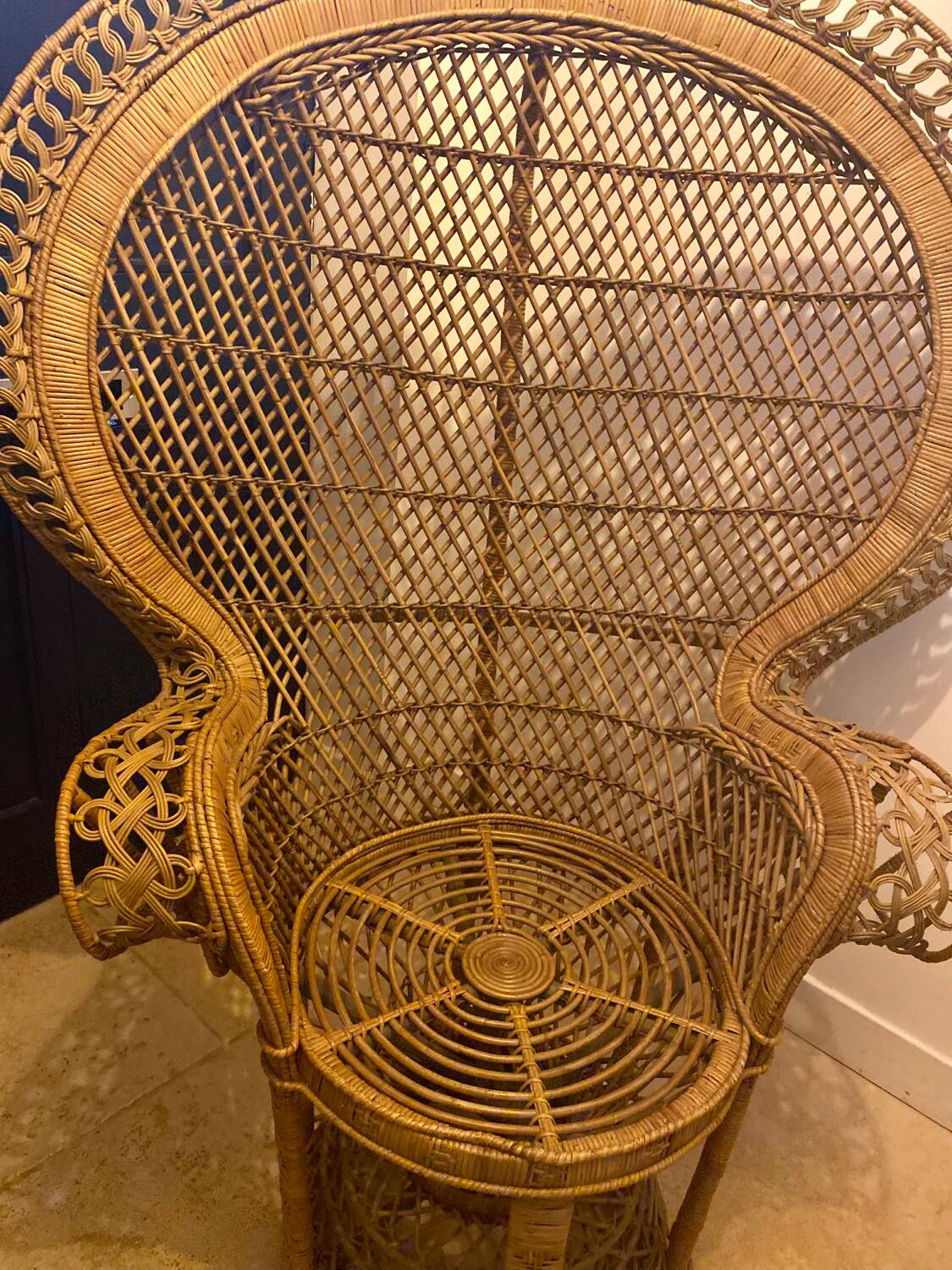 Emmanuel armchair in woven bamboo rattan