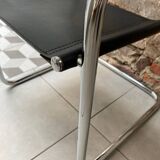 Chrome and black leather armchair type B34