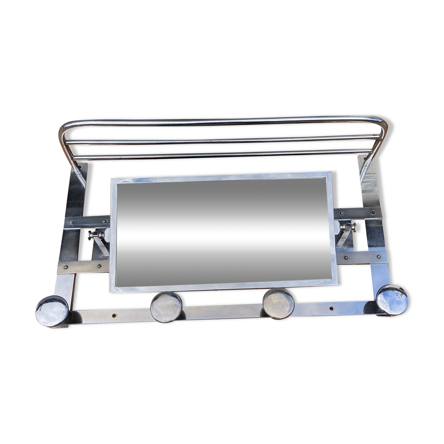 Wall coat rack / 50s chrome cloakroom