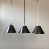 Lot 3 old conical suspensions in industrial steel