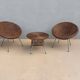 Ensemble vintage en rotin – 2 fauteuils & table basse – Années 60