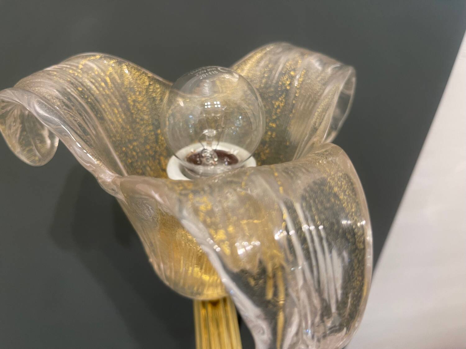Venetian Murano Glass Brass Sconces Set of 2 1960’s