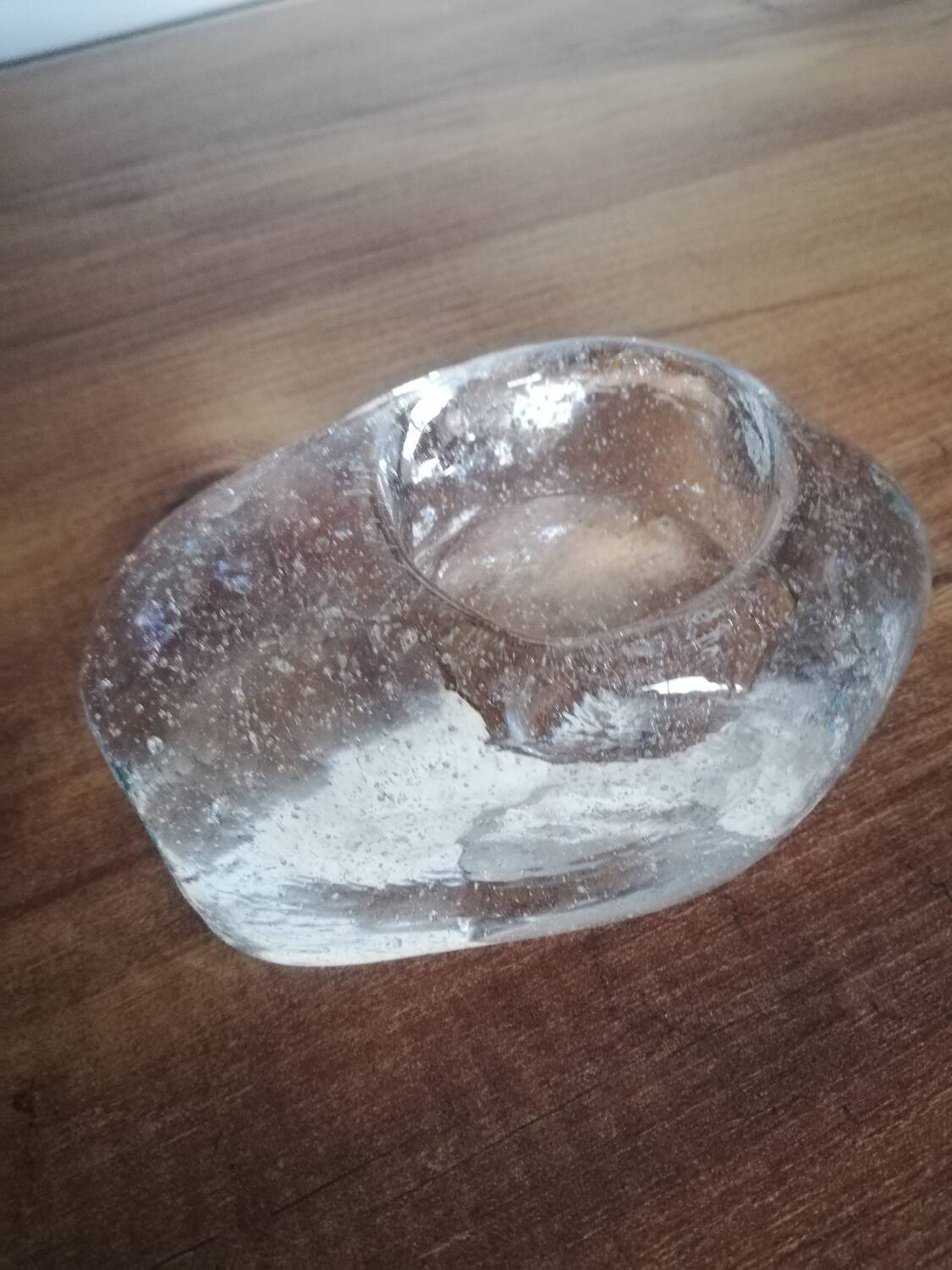 Clear glass tea light candle holder