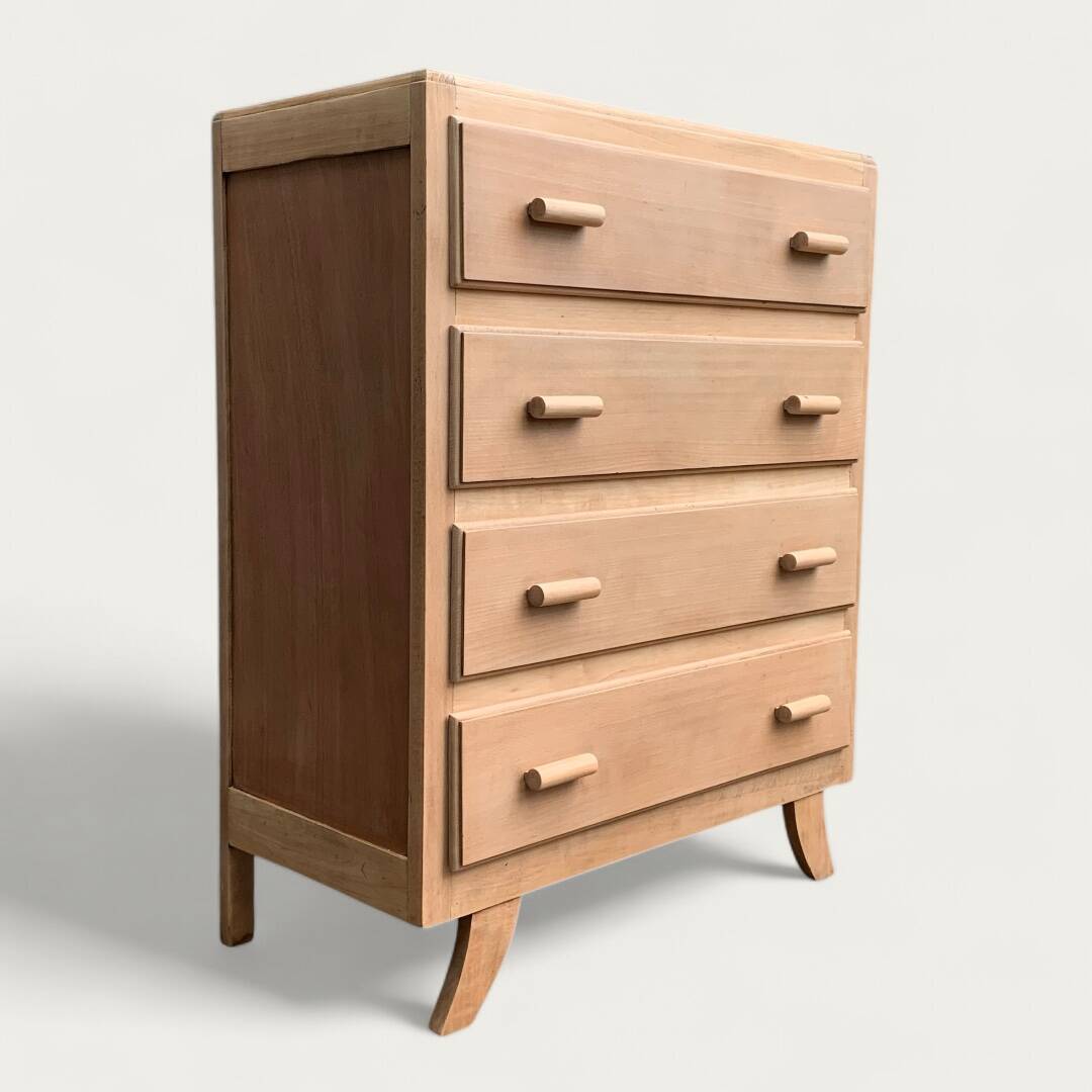 Raw wood art deco chest of drawers