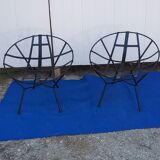 Paire de fauteuils vintage corbeille