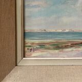 Oil on canvas - Cliffs and beach edge - F. Letailleur