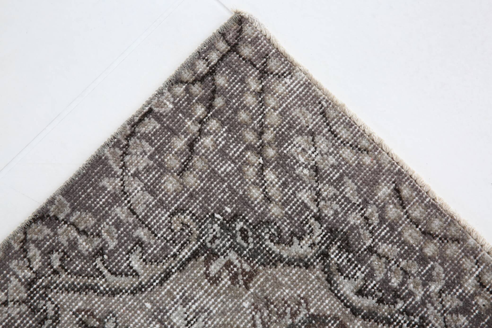 4x7 Gray & Brown Turkish Vintage Rug 114x214Cm SK 4869