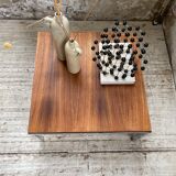 Walnut and modernist chrome coffee table